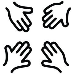 Obraz premium Four Isolated Stylized Hands Illustration for Creative Projects and Presentations Design Elements