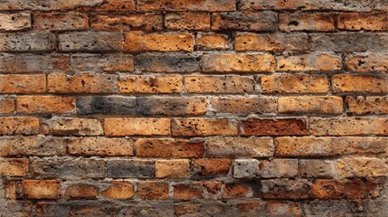 Obraz premium Close-up view of a weathered brick wall.