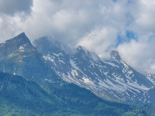 Switzerland, Meiringen, a view of a snow covered mountain