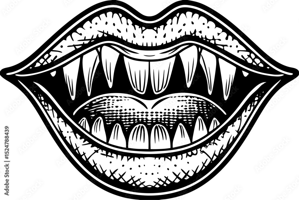 Poster grunge style angry mouth design element isolated on transparent background