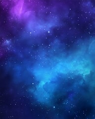 Obraz premium Cosmic Nebula: A mesmerizing view of a vibrant nebula, swirling with shades of deep blue, purple, and scattered stars. The image evokes a sense of wonder and mystery.