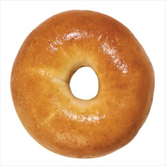 1 bagel, top view on white background.