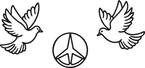 Peaceful dove vector illustration with graceful wings and a heart symbol