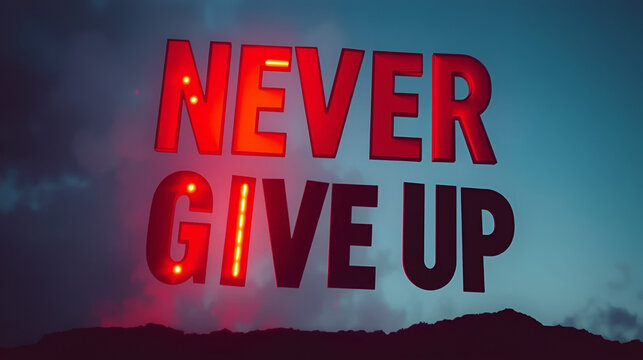 Never Give up motivational concept