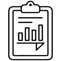 HandDrawn Style Clipboard with Bar Chart and Downtrend Arrow Illustration on White Background