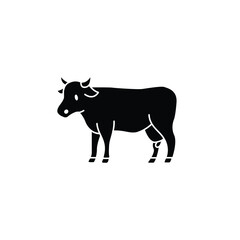 Simple black and white silhouette of a cow. Perfect for farming or dairy related designs.