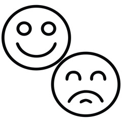 Fototapeta premium Happy and Sad Expression Line Art Emotional Faces Symbol Design