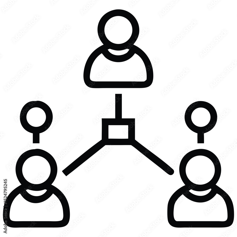 Poster hierarchy icon showing management and team structure for business or social network