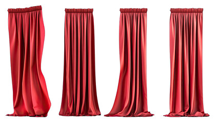 Red theater curtains in various states of open/closed