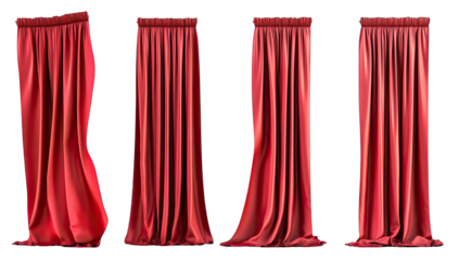 Red theater curtains in various states of open/closed