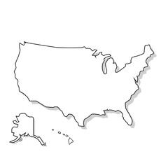 USA Map Colorless For Coloring Book