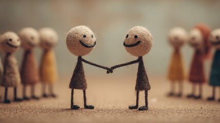 Stick figure handshake depicts connection and partnership, underlining the role of relationships in success and support.

