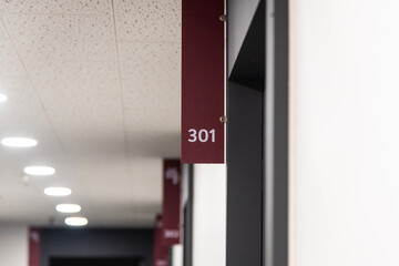 room number sign board of the classroom in the cram school