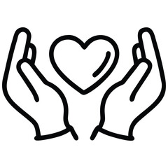 Obraz premium Icon of Two Hands Holding a Heart in a Caring Manner