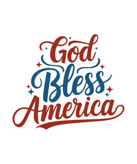 God Bless America. Happy Independence Day! Vintage vector illustration T-shirt design featuring retro celebration typography.
