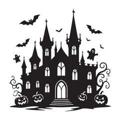 halloween castle vector illustration in white backraund
