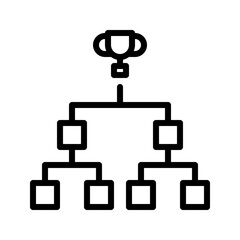 A modern, minimalist black outline tournament bracket icon. This versatile vector illustrates competition structures, knockout stages, and championship paths in sports. Ideal for game schedules