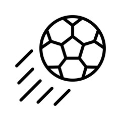 Fototapeta premium A modern, minimalist black outline soccer ball icon in dynamic motion. This versatile vector is ideal for sports apps, websites, UI/UX design, game development
