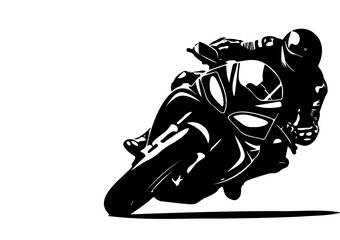 Silhouette of motorbike racer leaning into turn, showcasing speed and agility, Laser Cut motorbike 