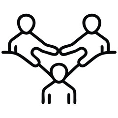 Fototapeta premium Illustration Three People Symbolizing Collaboration, Teamwork, Support, and Business Partnerships, Illustrated as an Icon
