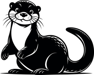 Cartoon Otter silhouette ideal for coastal art