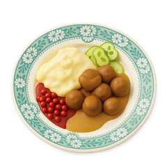 3D Icon of Köttbullar (Swedish Meatballs) – Traditional Dish from Sweden