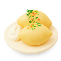 3D Icon of Cepelinai (Zeppelins) – Potato Dumplings from Lithuania