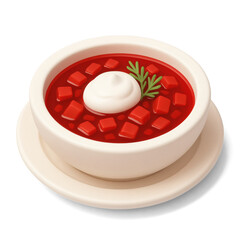 3D Icon of Borscht – Traditional Beet Soup from Ukraine