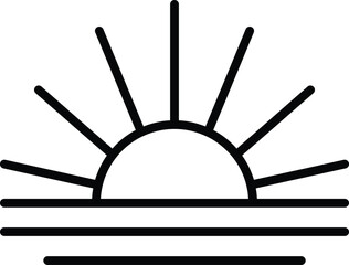 Rising Sun Minimalist Line Art Illustration