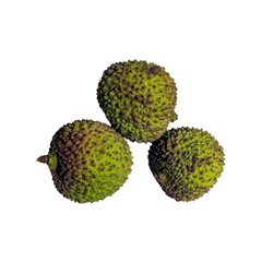 Fresh and ripe green lychee fruit isolated on white
