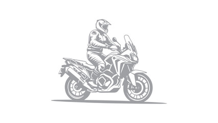 Obraz premium Motorcycle Rider on Adventure Bike hand-drawn 