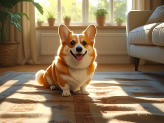 座るコーギー[GenerativeAI]