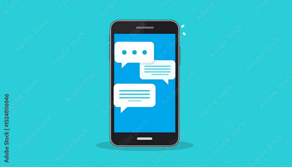 Poster flat messages bubbles. messages on screen phone flat design. short message service bubbles