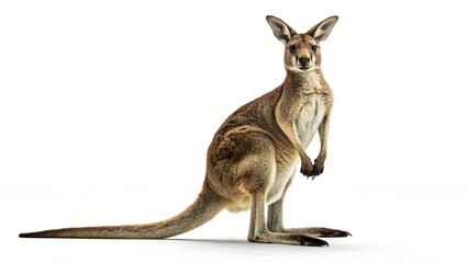 Australian Kangaroo Standing Upright White