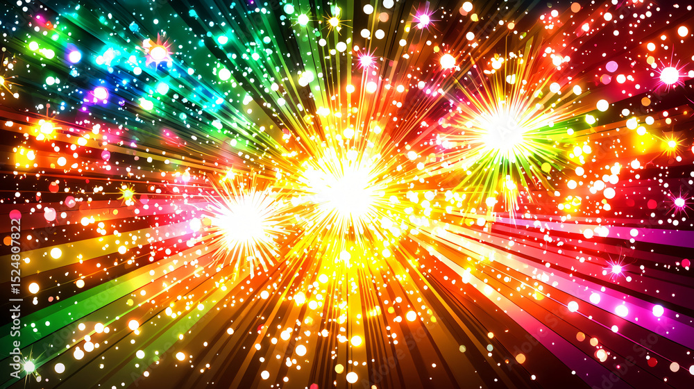 Poster vibrant and colorful explosion of light creating a stunning visual display of energy and motion.