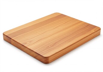 Isolated Wooden Cutting Board with Rounded Edges on a White Background