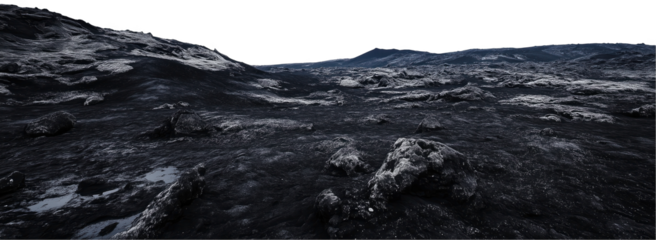 Barren Volcanic Landscape on Transparent Background
