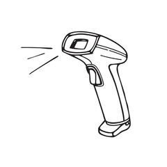 line art of barcode scanner on the white background