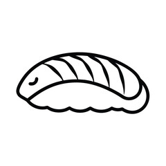 Delicious vector illustration depicting simple line art sushi piece isolated on white background