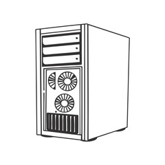 line-art-of-data-server-on-the-white-background.eps