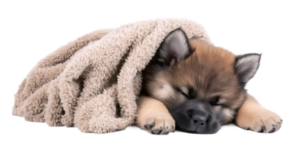 Cozy Puppy Under Blanket
