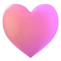 Pink 3D Heart Icon Isolated on Transparent Background