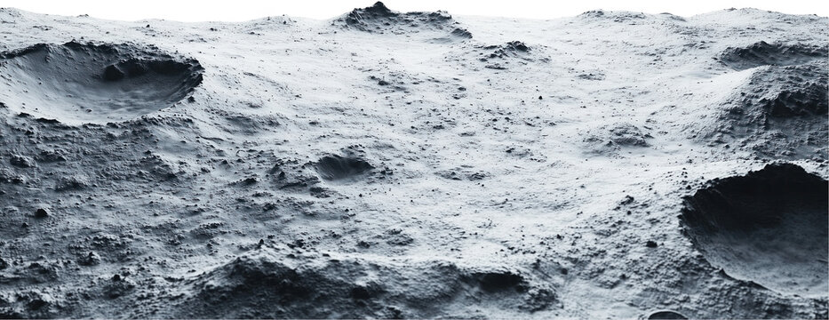 Lunar Landscape with Craters on Transparent Background
