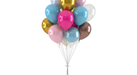 A bunch of shiny and colorful balloons on black background evoke a cheerful and celebratory mood.