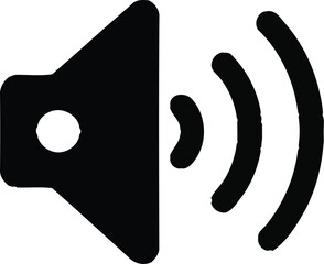 Speaker Volume Icon – Sound Waves Symbol in Flat Black Vector Design
