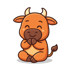 Buffalo Yoga Cartoon Bull Mascot Bison Illustrations