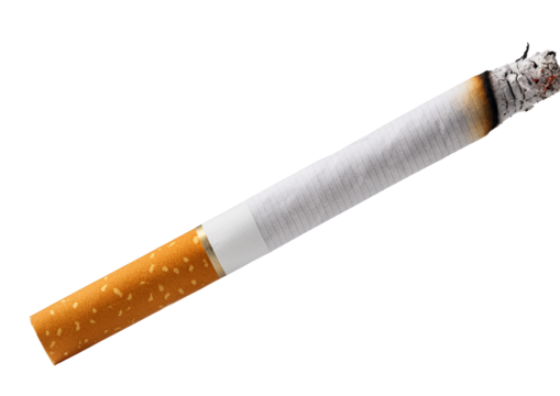 Sigaretta accesa su sfondo bianco PNG