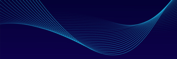 Abstract glowing wave lines on dark blue background. Dynamic wave pattern. Modern flowing wavy lines. Futuristic technology concept.