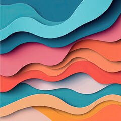Abstract layered wave design in vibrant colors