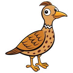 Cheerful cartoon partridge with brown spots presents a simplistic and appealing character